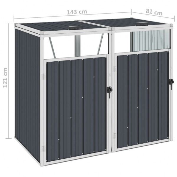 Mülltonnenbox Eco Anthrazit mit Klappdeckel für 2 Mülltonnen (120 / 240l)