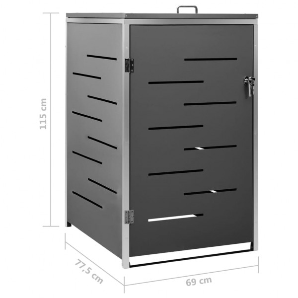 Metall-Mülltonnenbox Anthrazit mit Klappdeckel für 1 Mülltonne (120 / 240l)