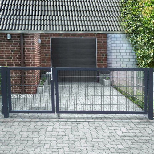 Einfahrtstor 2 Flugelig Asymmetrisch Anthrazit Ral 7016 Doppelstabmatte Breite 300cm Hohe 160cm Gunstig Kaufen